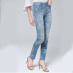 WHBM Mid Rise Slim Jeans Flower Details Worn Once!!